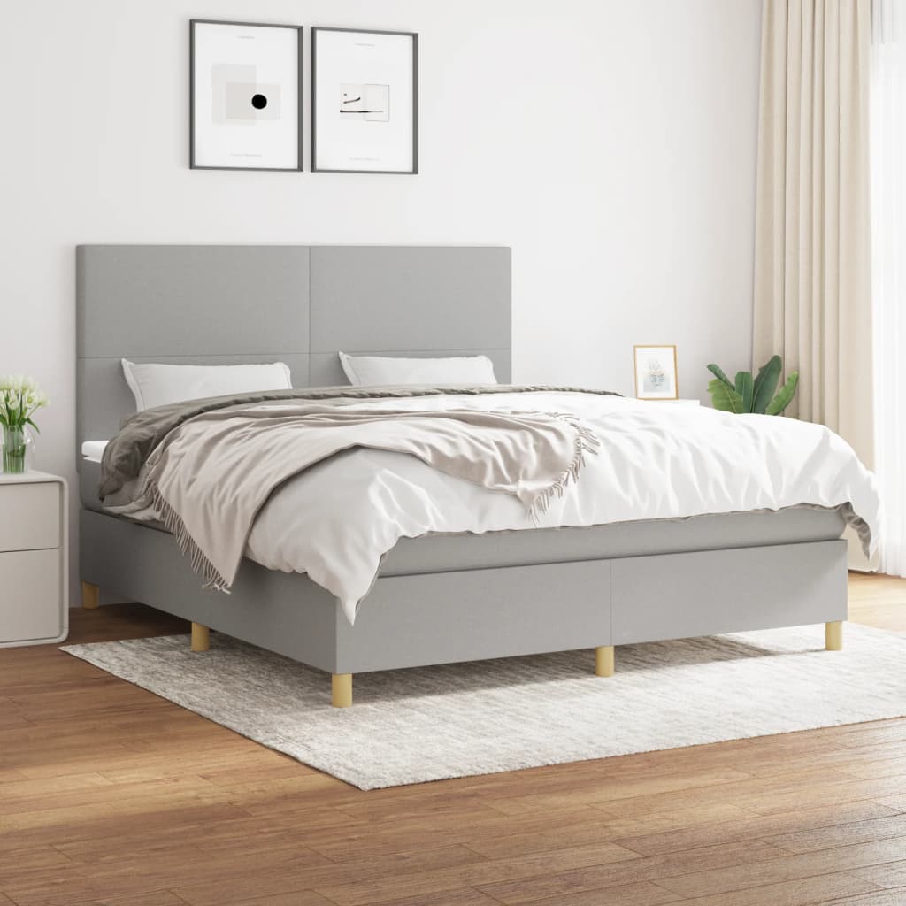 Sommier à lattes de lit avec matelas Gris clair 180x200cm Tissu - XIOS