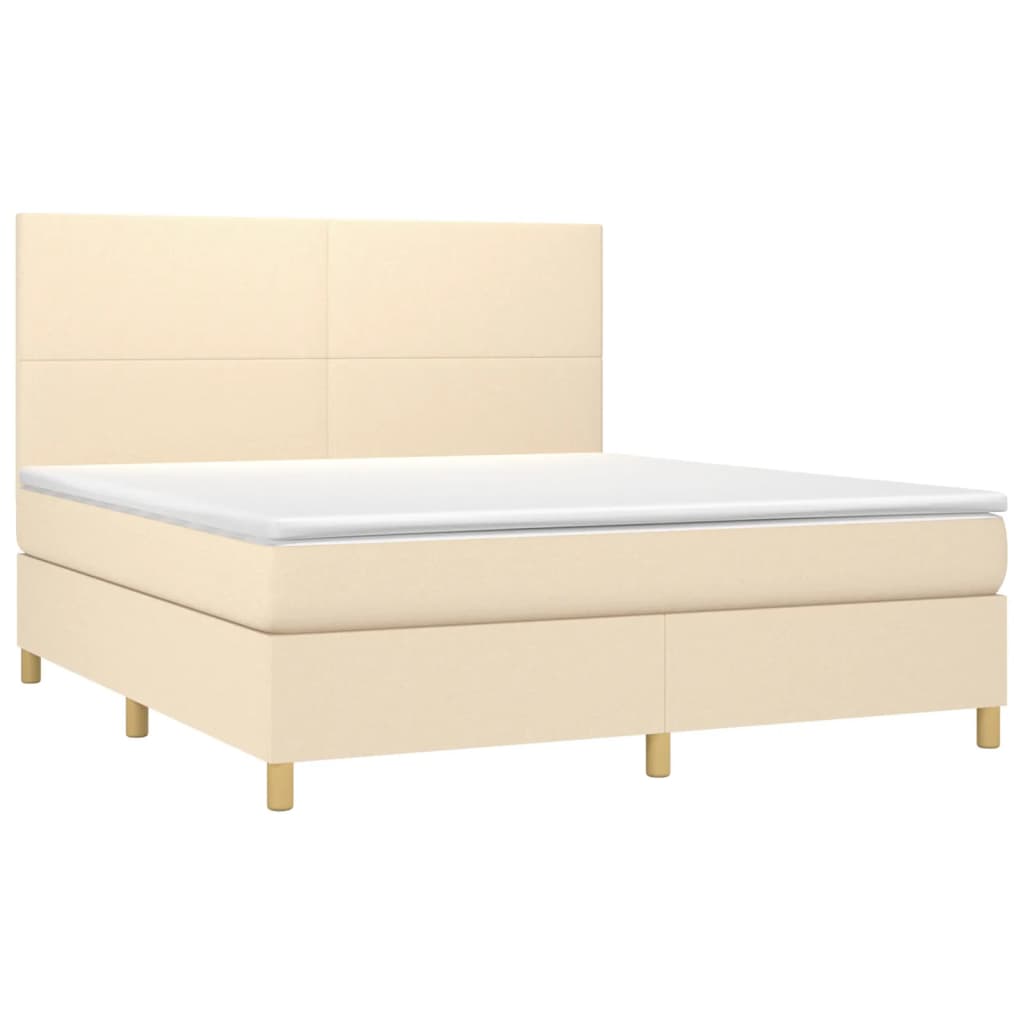 Sommier à lattes de lit avec matelas Crème 180x200 cm Tissu - XIOS