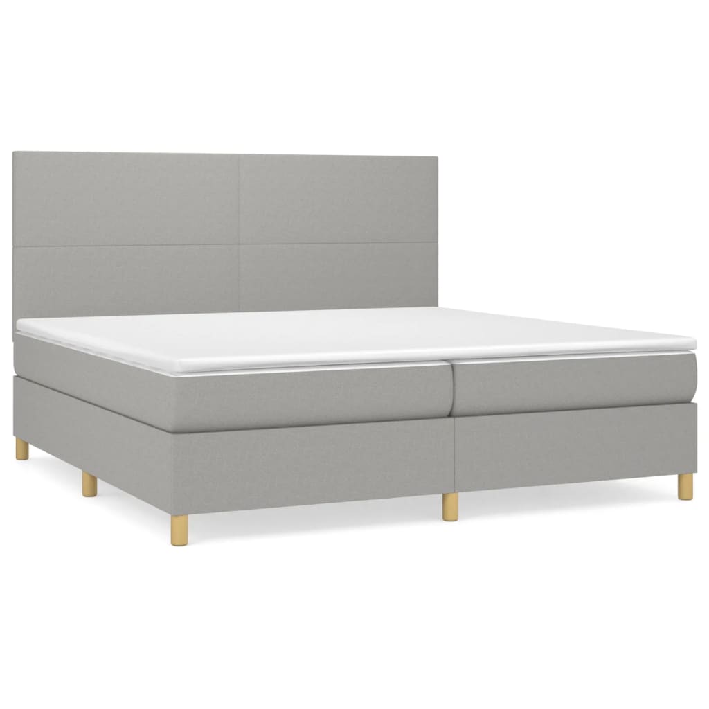 Sommier à lattes de lit avec matelas Gris clair 200x200cm Tissu - XIOS