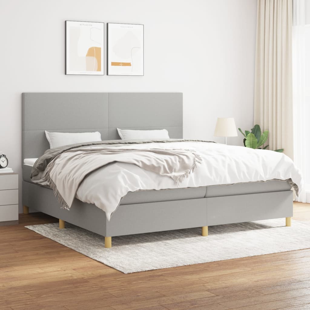 Sommier à lattes de lit avec matelas Gris clair 200x200cm Tissu - XIOS