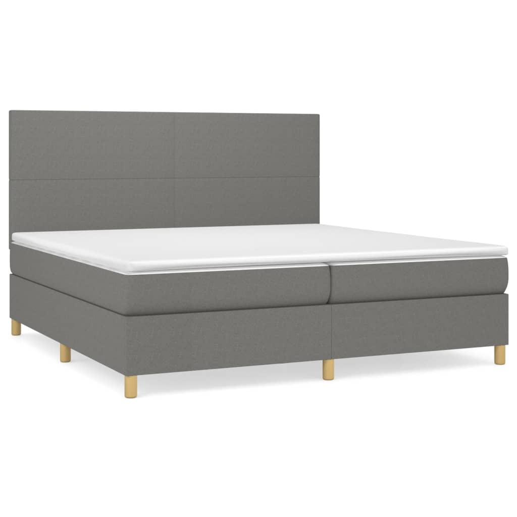 Sommier à lattes de lit avec matelas Gris foncé 200x200cm Tissu - XIOS