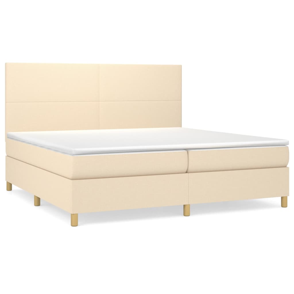 Sommier à lattes de lit avec matelas Crème 200x200 cm Tissu - XIOS