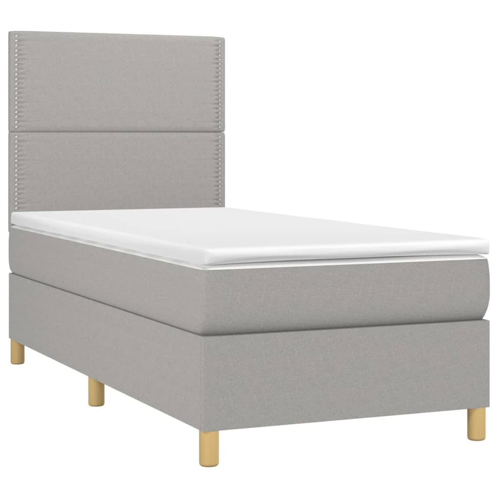 Sommier à lattes de lit et matelas Gris clair 90x190 cm Tissu - XIOS