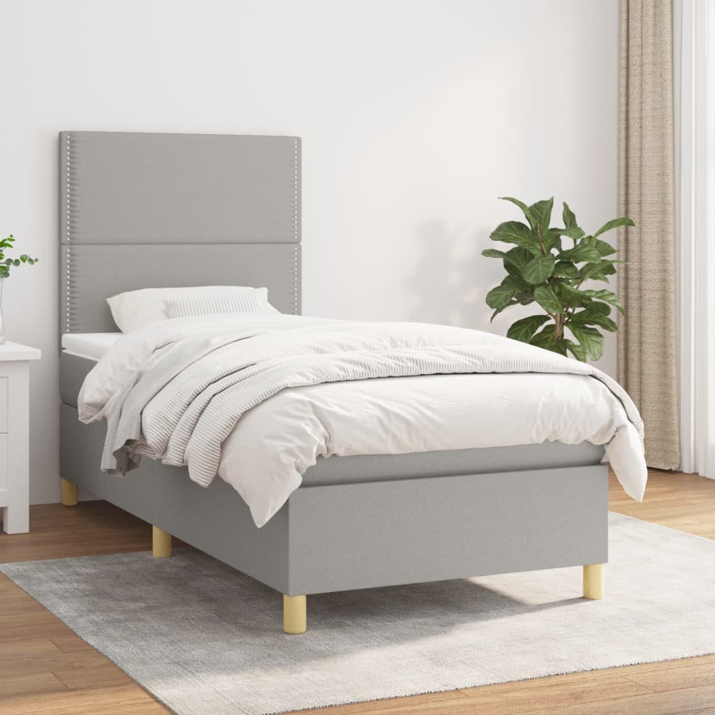 Sommier à lattes de lit avec matelas Gris clair 100x200cm Tissu - XIOS
