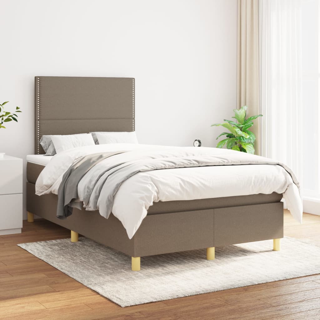 Sommier à lattes de lit avec matelas Taupe 120x200 cm Tissu - XIOS