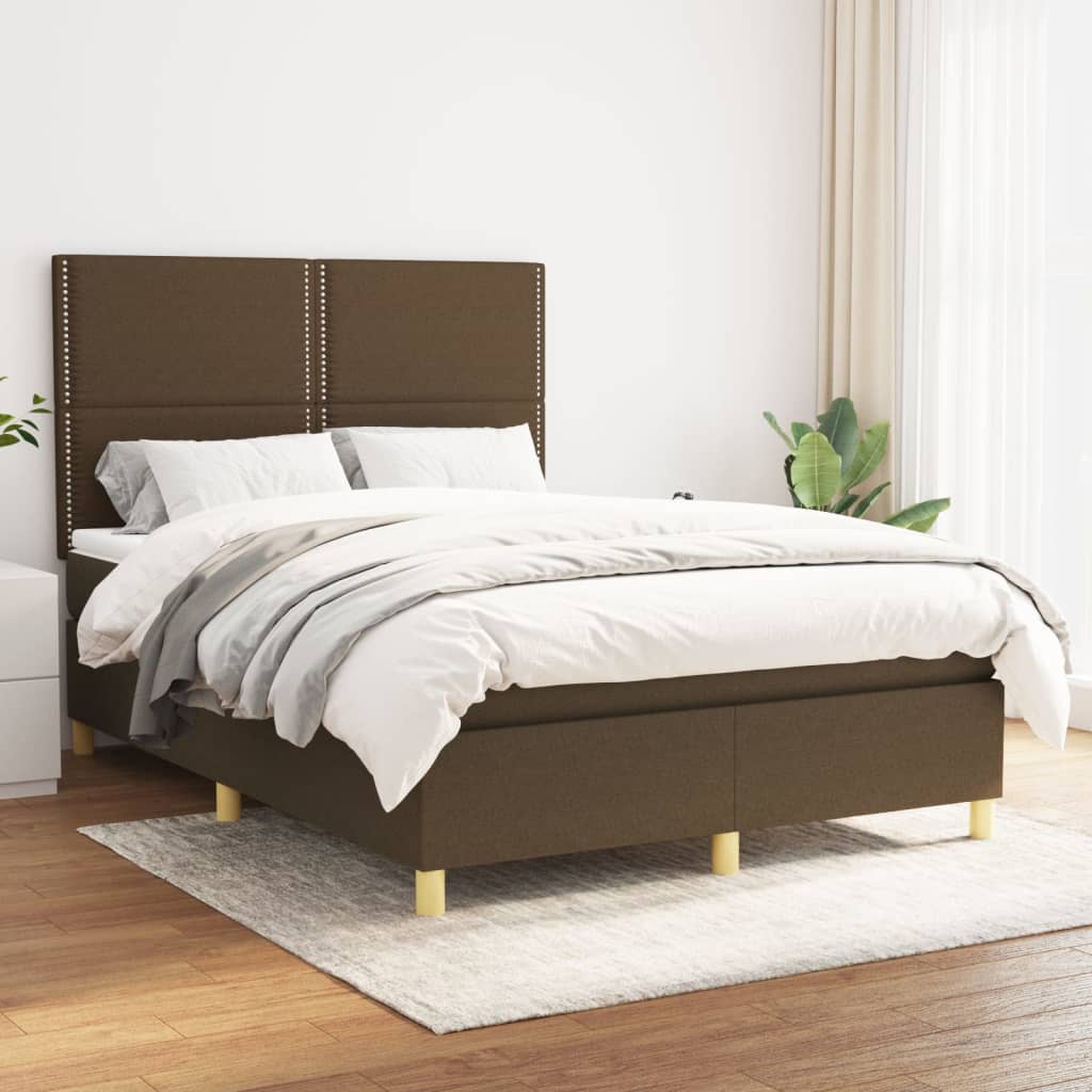 Sommier à lattes de lit avec matelas Marron foncé 140x190 cm XIOS