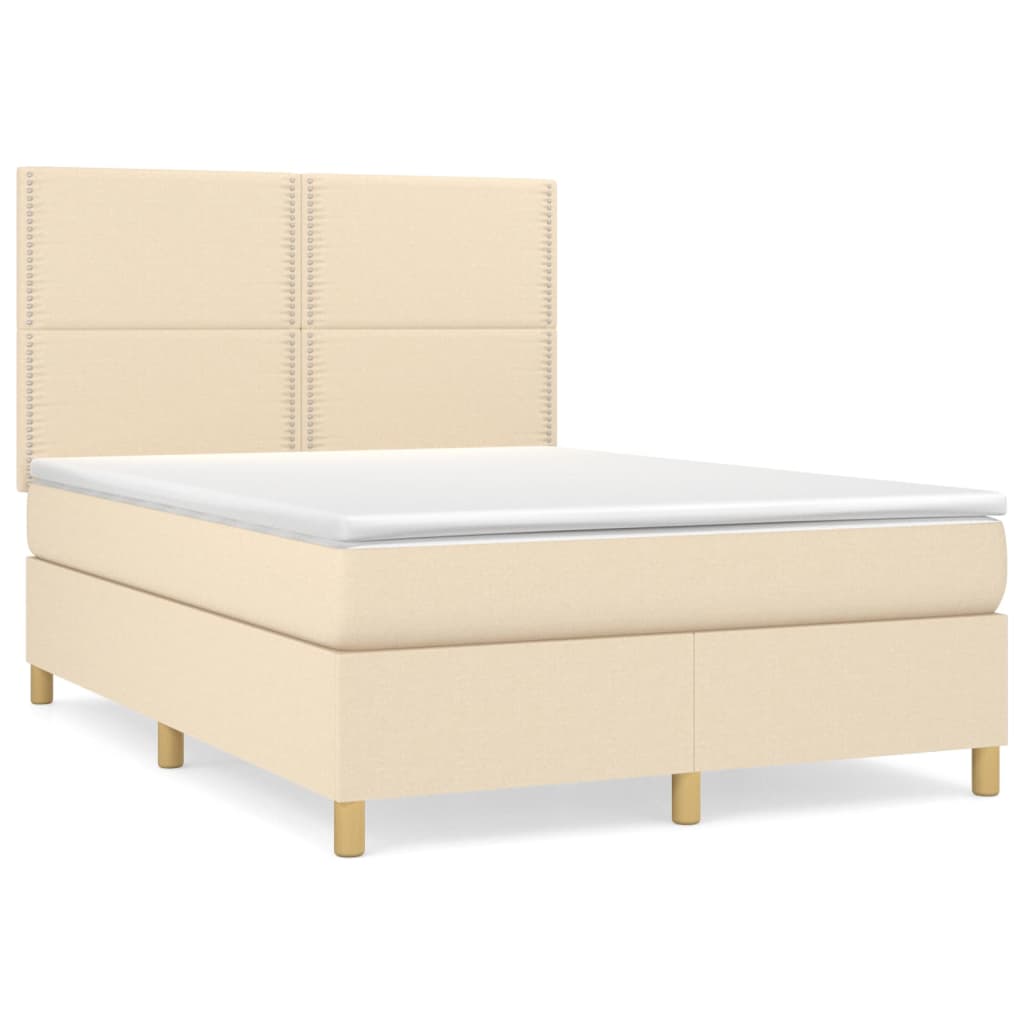 Sommier à lattes de lit avec matelas Crème 140x190 cm Tissu - XIOS