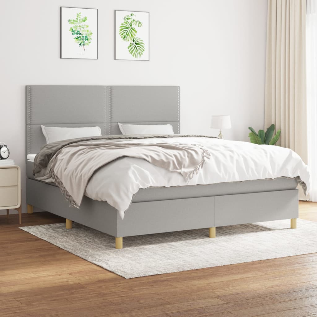 Sommier à lattes de lit avec matelas Gris clair 180x200cm Tissu - XIOS