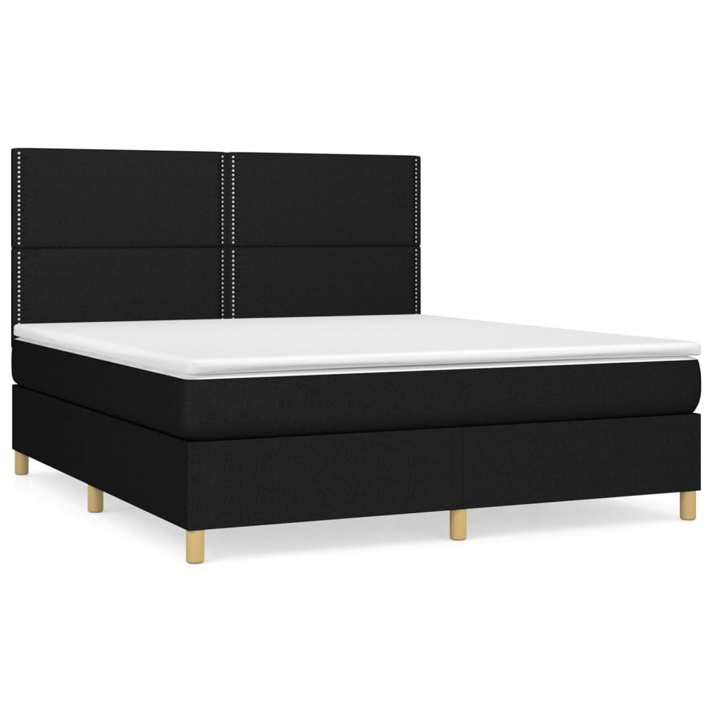 Sommier à lattes de lit avec matelas Noir 180x200 cm Tissu - XIOS