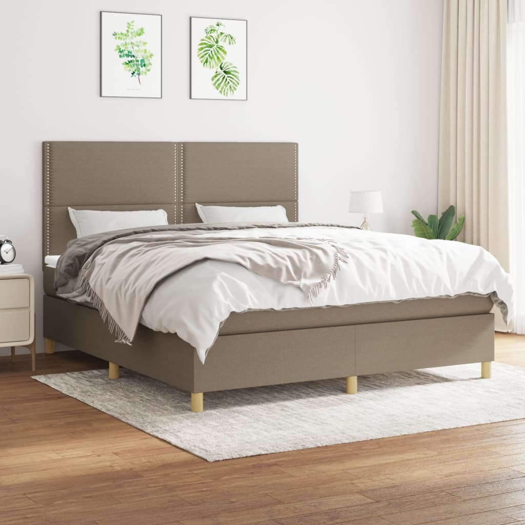 Sommier à lattes de lit avec matelas Taupe 180x200 cm Tissu - XIOS
