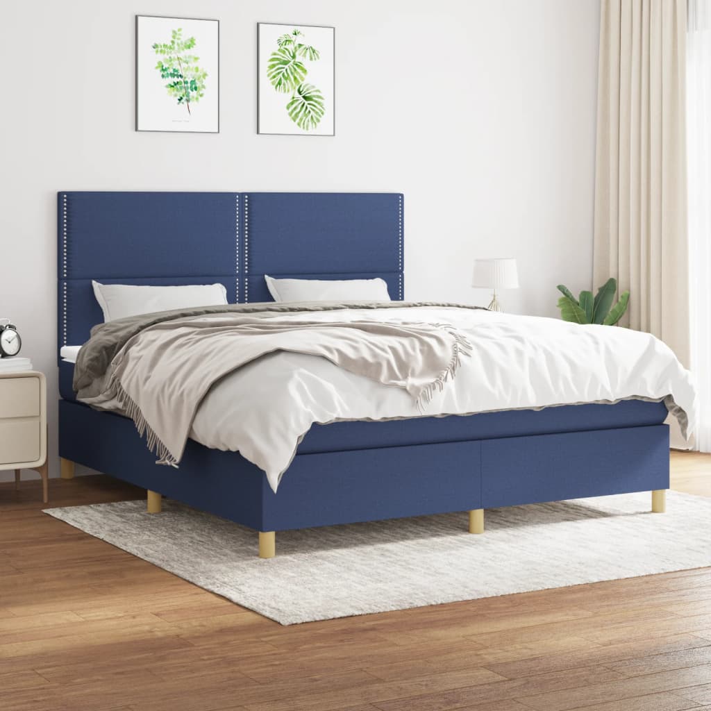 Sommier à lattes de lit avec matelas Bleu 180x200 cm Tissu - XIOS