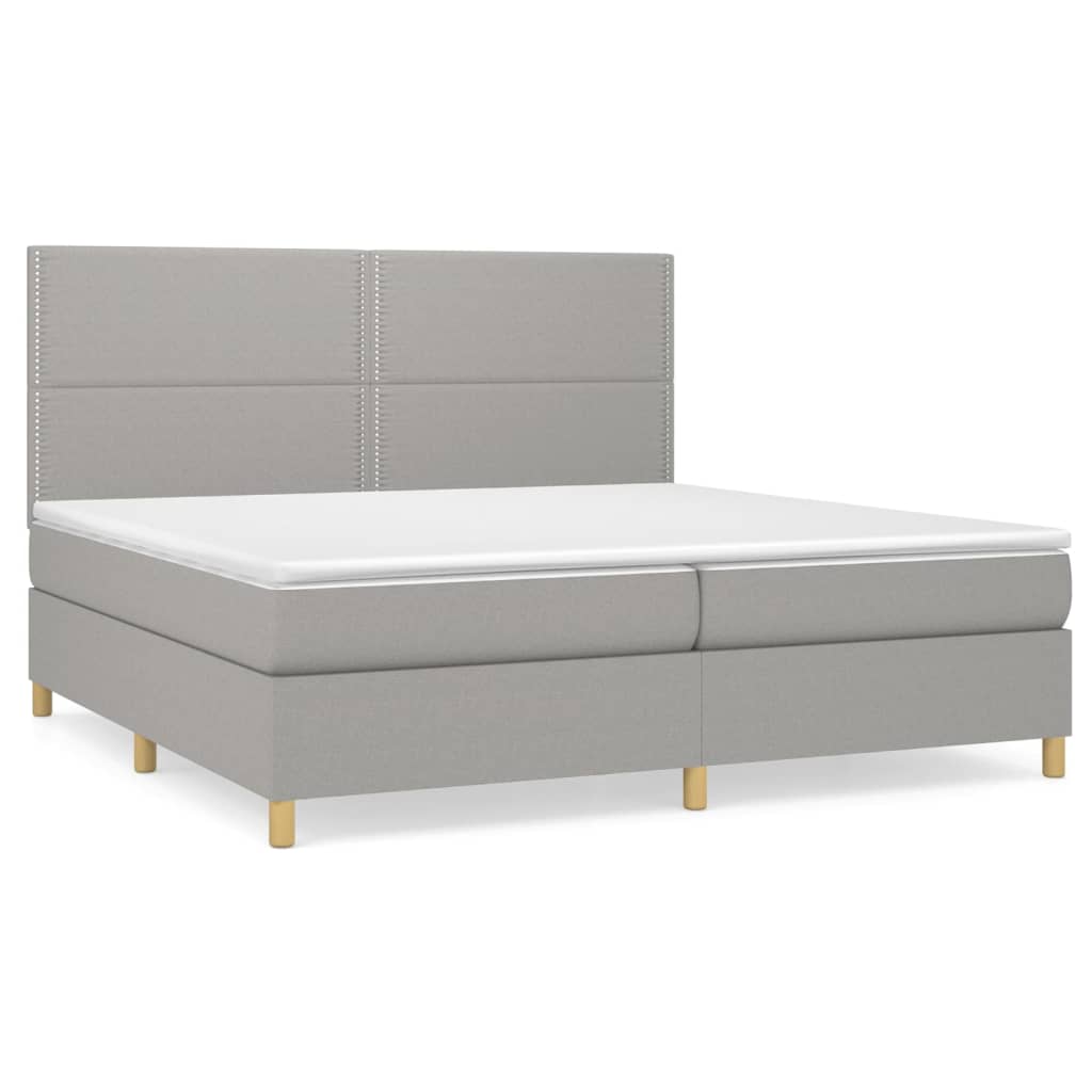 Sommier à lattes de lit avec matelas Gris clair 200x200cm Tissu - XIOS