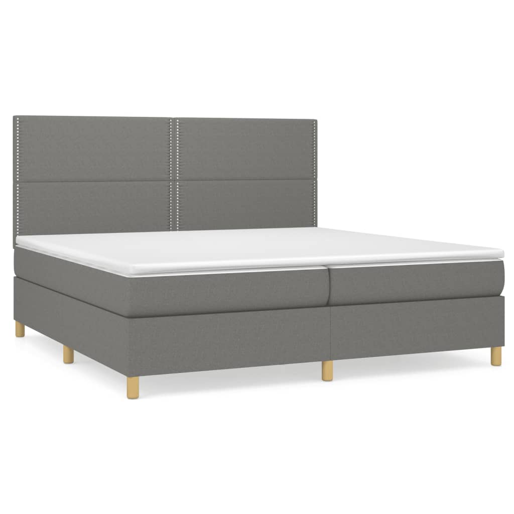 Sommier à lattes de lit avec matelas Gris foncé 200x200cm Tissu - XIOS