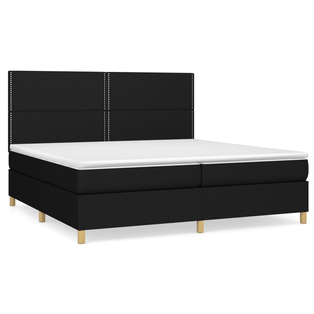 Sommier à lattes de lit avec matelas Noir 200x200 cm Tissu - XIOS