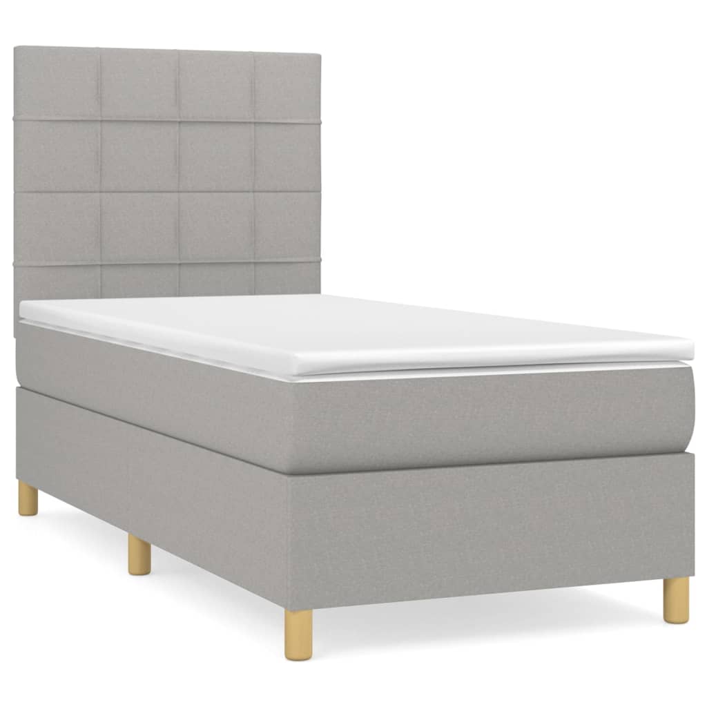 Sommier à lattes de lit et matelas Gris clair 90x190 cm Tissu - XIOS