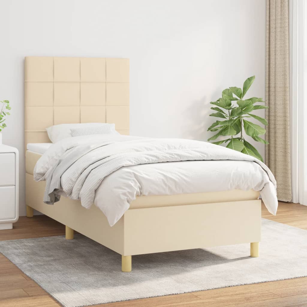 Sommier à lattes de lit et matelas Crème 90x190 cm Tissu - XIOS