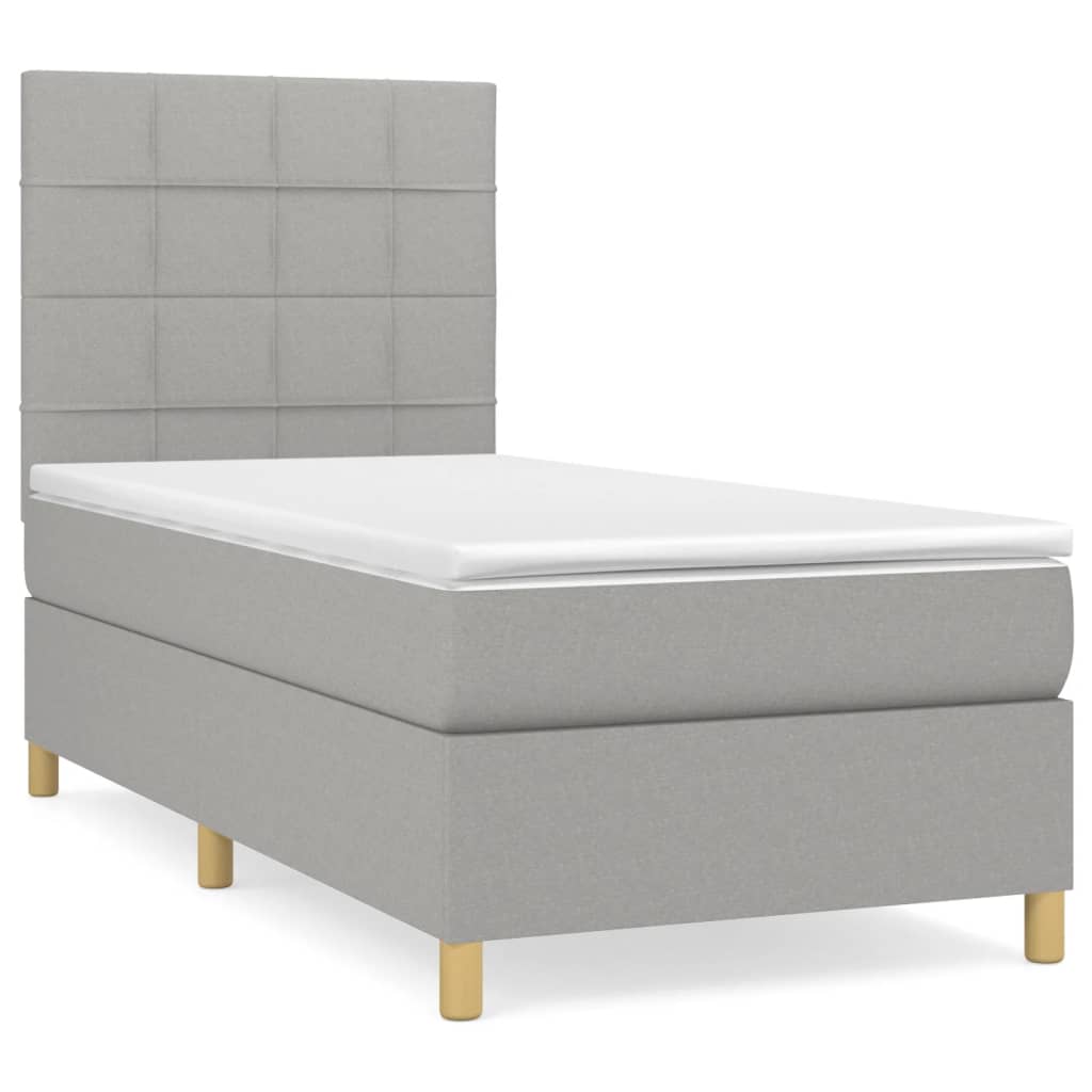 Sommier à lattes de lit avec matelas Gris clair 90x200 cm Tissu - XIOS