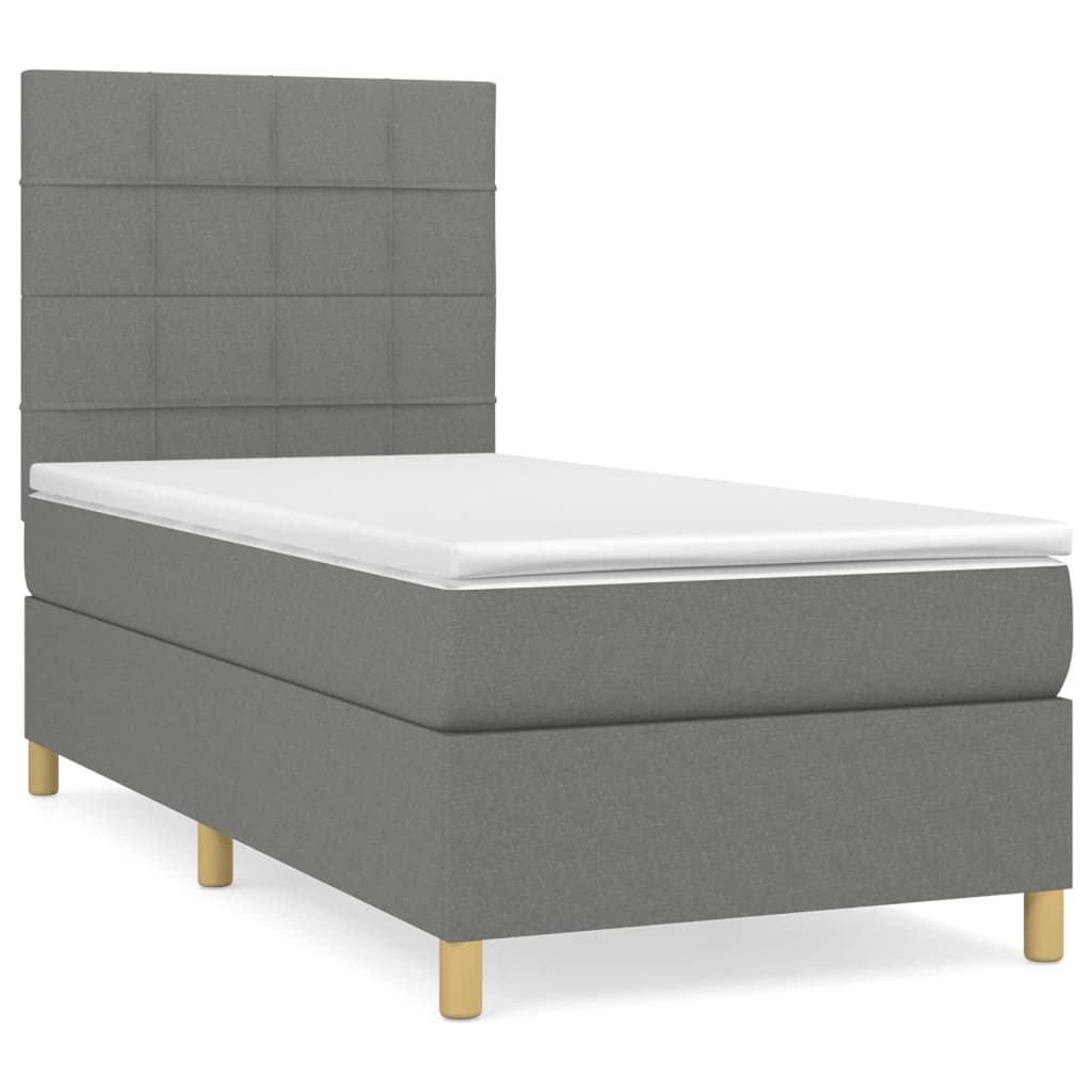 Sommier à lattes de lit avec matelas Gris foncé 90x200 cm Tissu - XIOS