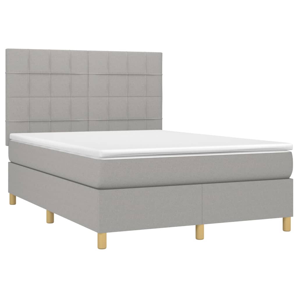 Sommier à lattes de lit avec matelas Gris clair 140x190cm Tissu - XIOS
