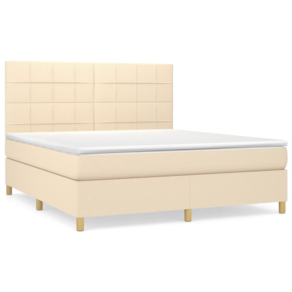 Sommier à lattes de lit avec matelas Crème 160x200 cm Tissu - XIOS