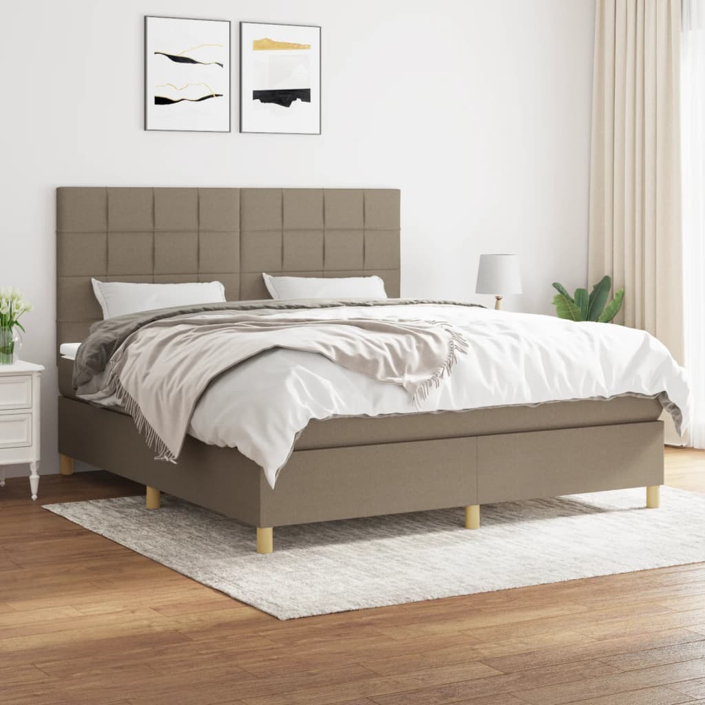 Sommier à lattes de lit avec matelas Taupe 180x200 cm Tissu - XIOS