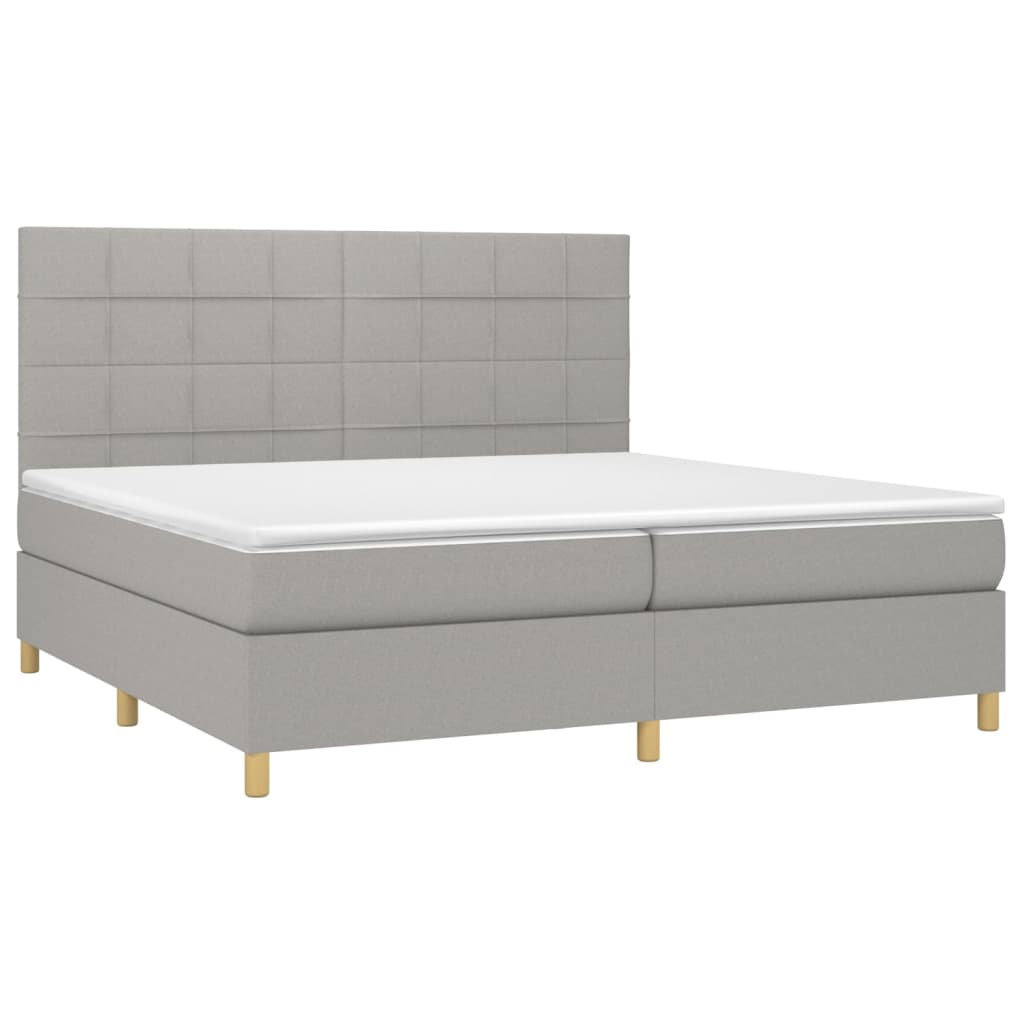 Sommier à lattes de lit avec matelas Gris clair 200x200cm Tissu - XIOS