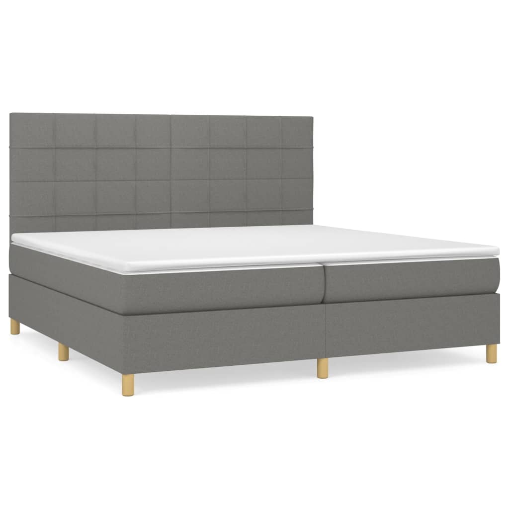 Sommier à lattes de lit avec matelas Gris foncé 200x200cm Tissu - XIOS
