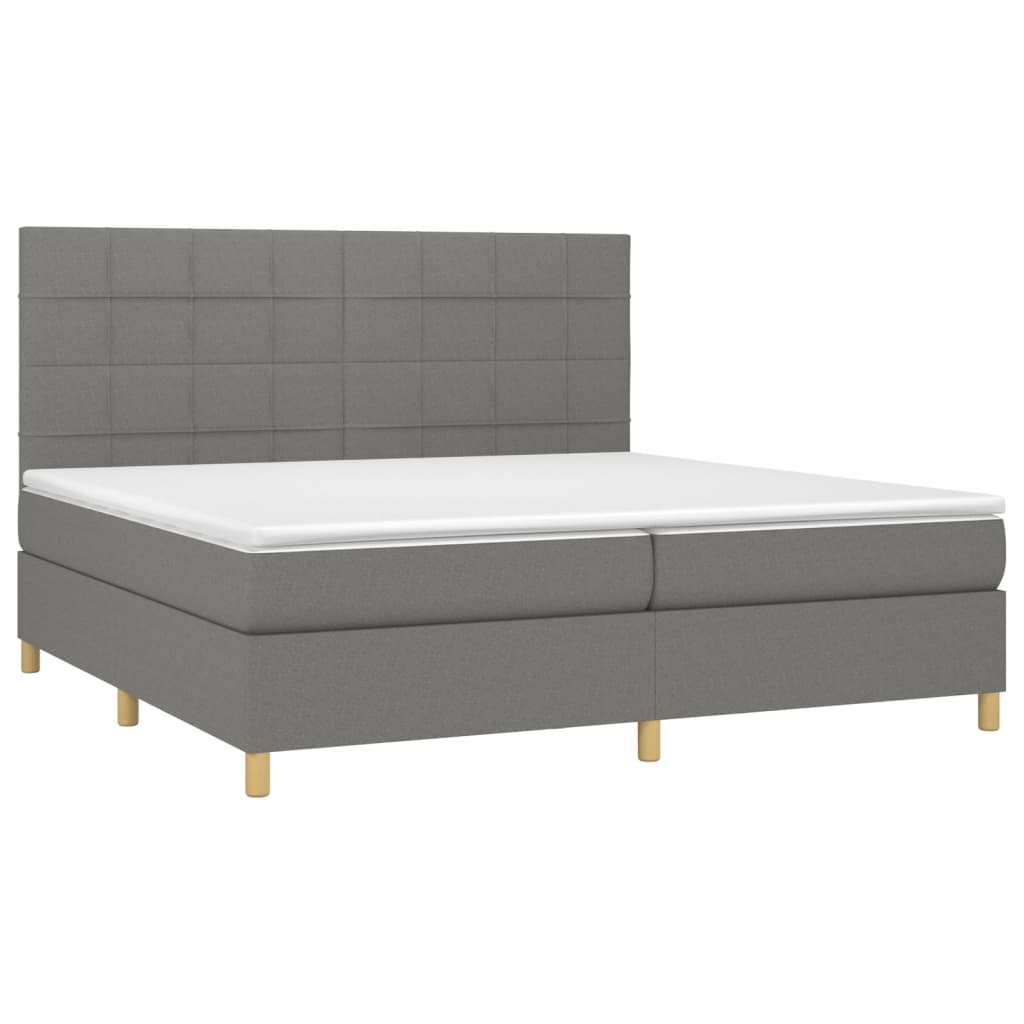 Sommier à lattes de lit avec matelas Gris foncé 200x200cm Tissu - XIOS