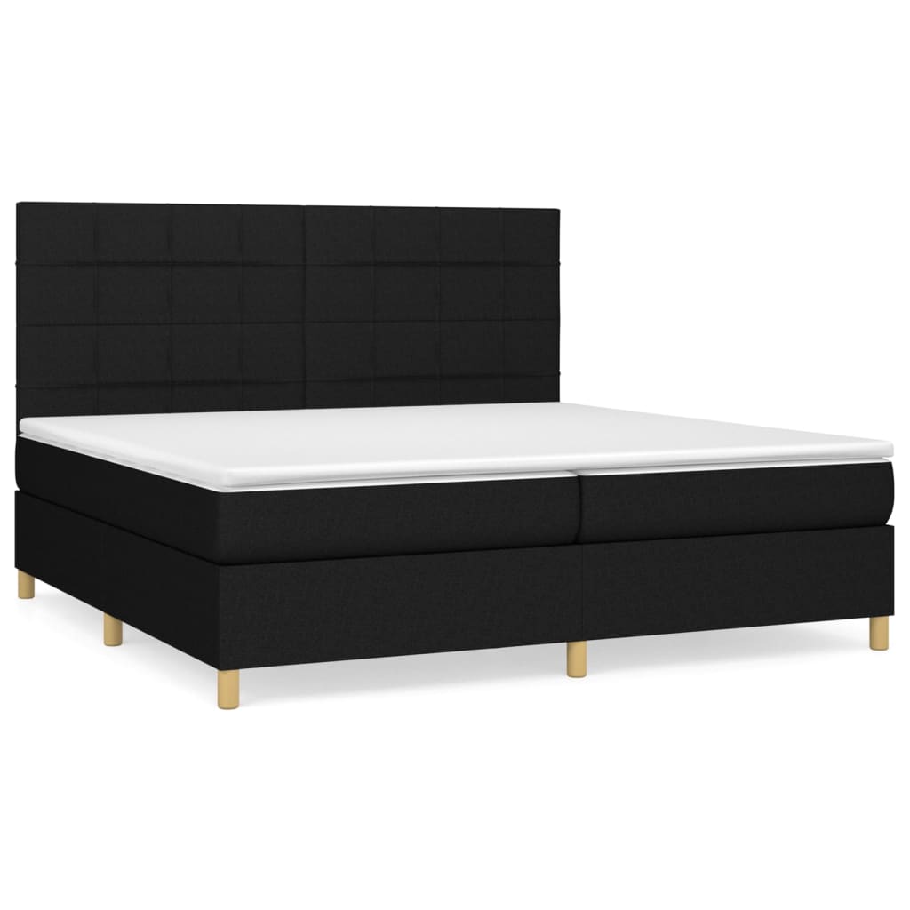Sommier à lattes de lit avec matelas Noir 200x200 cm Tissu - XIOS