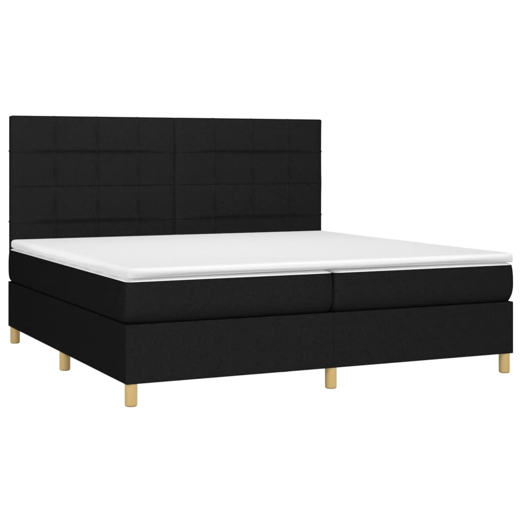 Sommier à lattes de lit avec matelas Noir 200x200 cm Tissu - XIOS