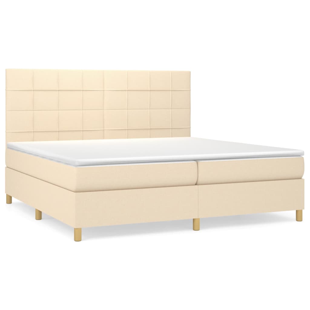 Sommier à lattes de lit avec matelas Crème 200x200 cm Tissu - XIOS