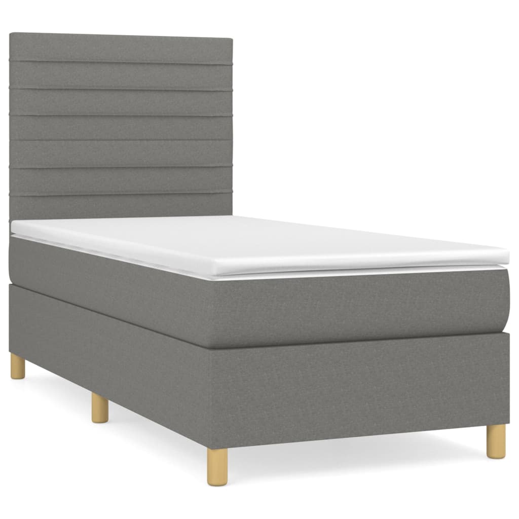 Sommier à lattes de lit avec matelas Gris foncé 90x200 cm Tissu - XIOS