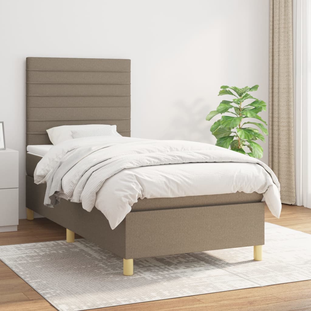 Sommier à lattes de lit avec matelas Taupe 90x200 cm Tissu - XIOS