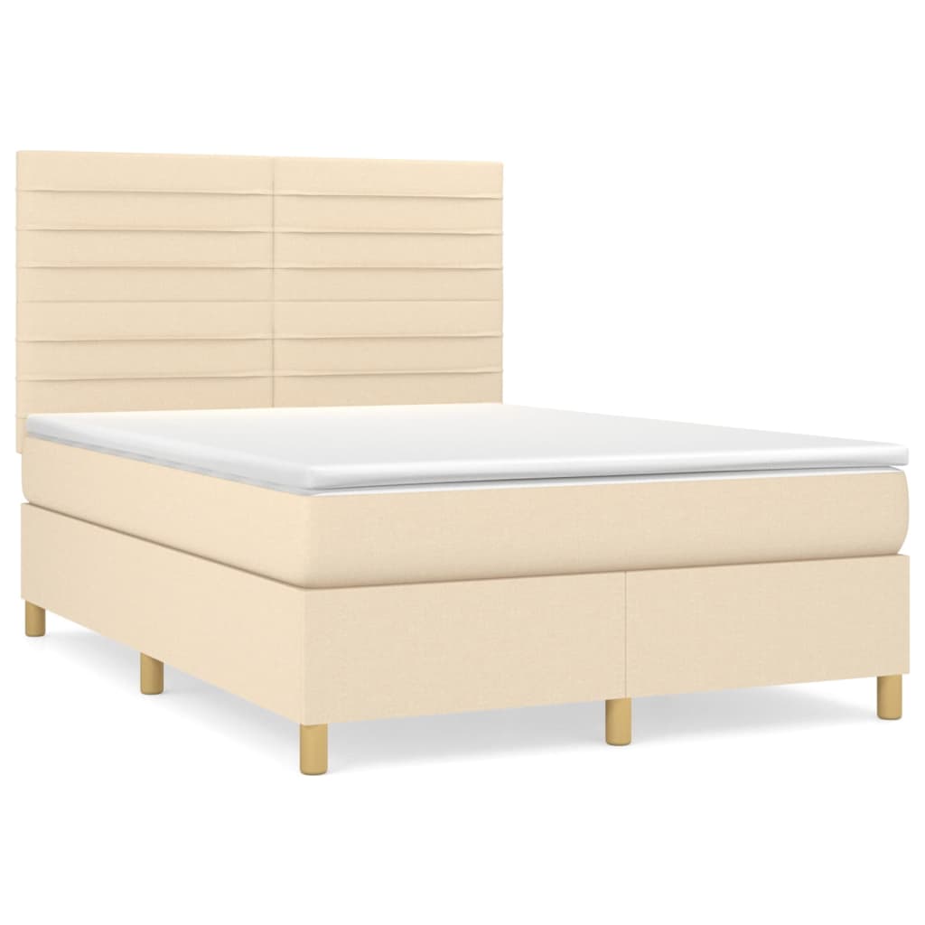 Sommier à lattes de lit avec matelas Crème 140x190 cm Tissu - XIOS