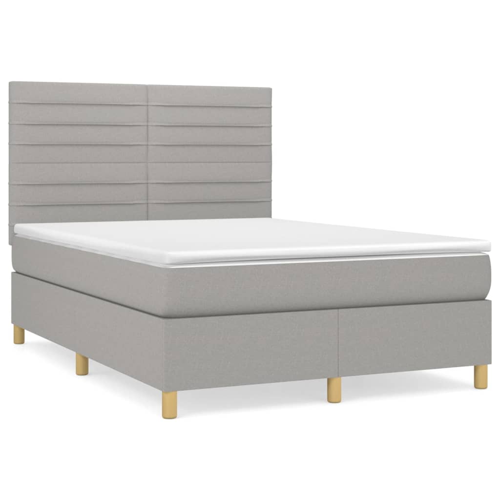 Sommier à lattes de lit avec matelas Gris clair 140x200cm Tissu - XIOS