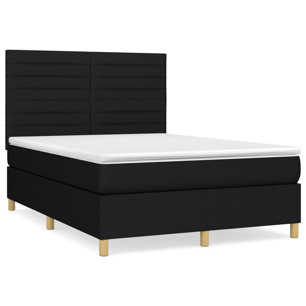 Sommier à lattes de lit avec matelas Noir 140x200 cm Tissu - XIOS