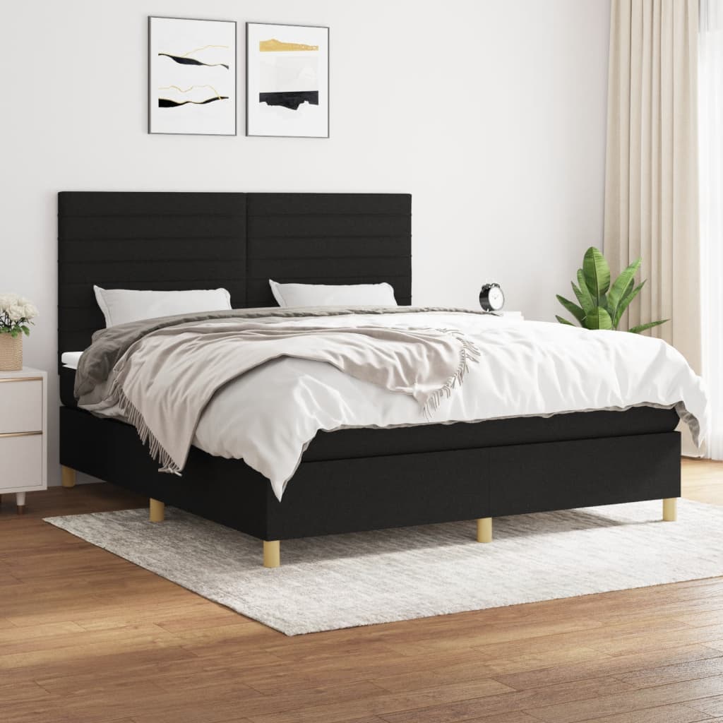Sommier à lattes de lit avec matelas Noir 160x200 cm Tissu - XIOS