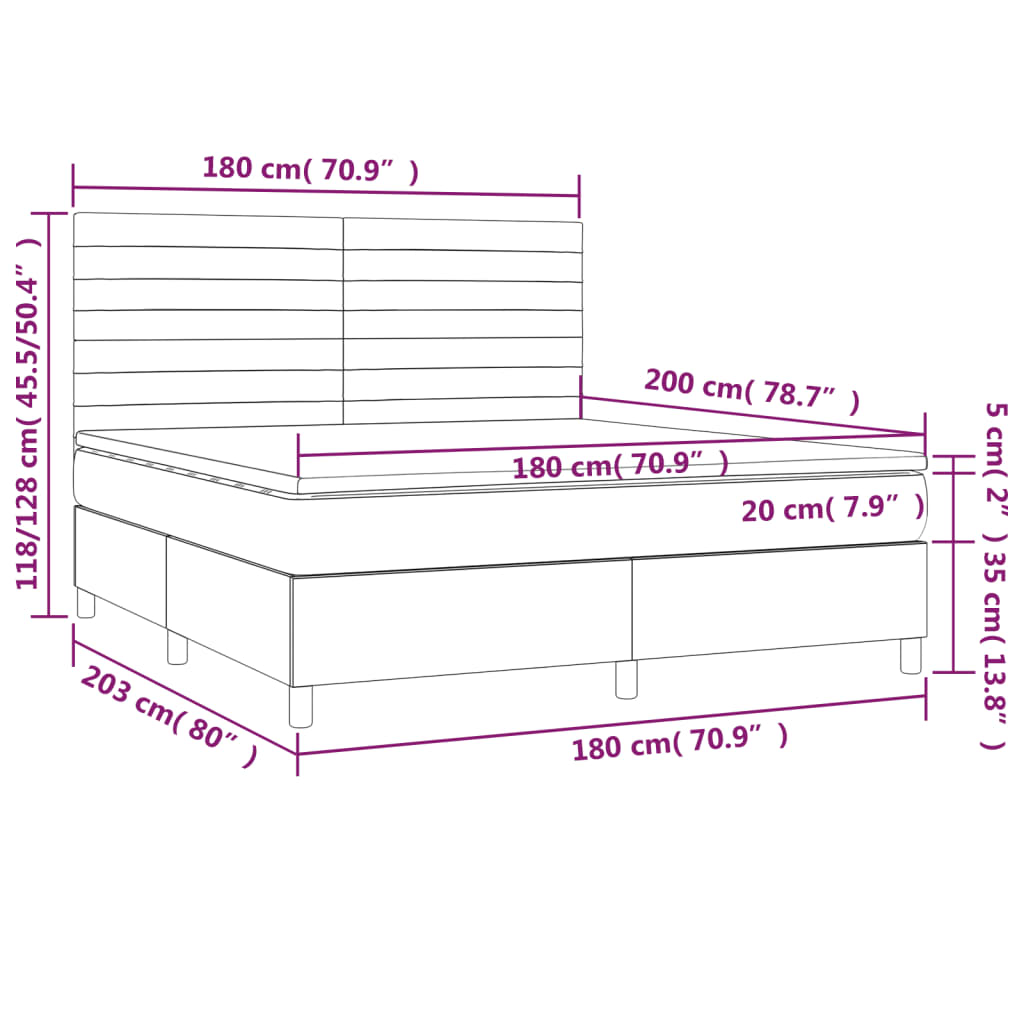 Sommier à lattes de lit avec matelas Taupe 180x200 cm Tissu - XIOS