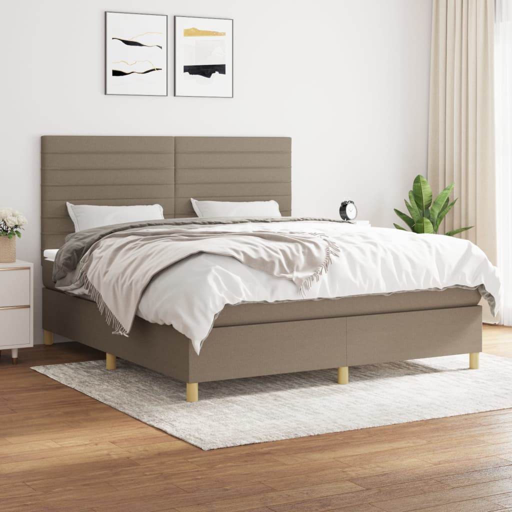 Sommier à lattes de lit avec matelas Taupe 180x200 cm Tissu - XIOS