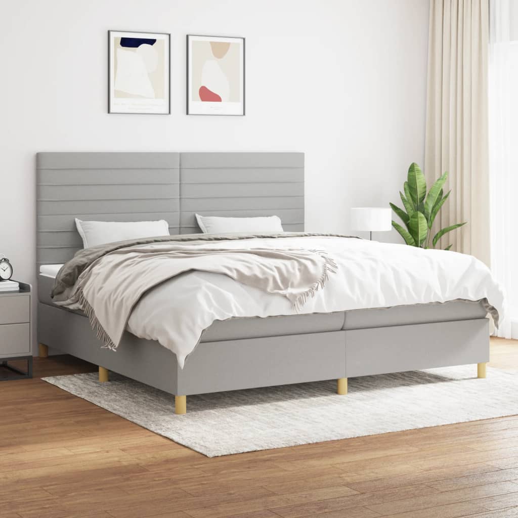 Sommier à lattes de lit avec matelas Gris clair 200x200cm Tissu - XIOS