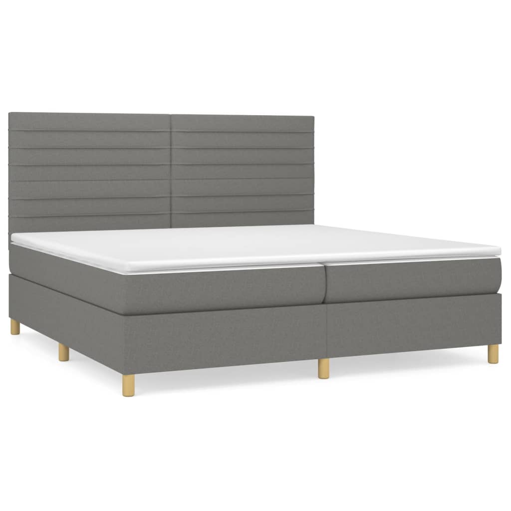 Sommier à lattes de lit avec matelas Gris foncé 200x200cm Tissu - XIOS