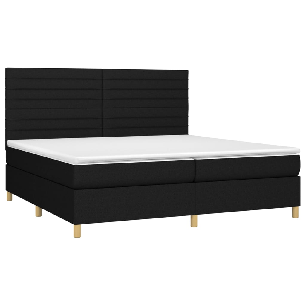 Sommier à lattes de lit avec matelas Noir 200x200 cm Tissu - XIOS
