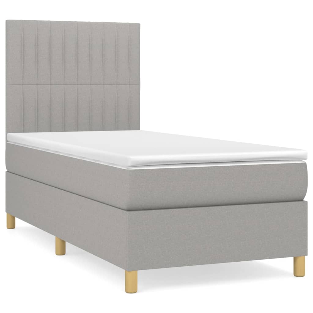Sommier à lattes de lit et matelas Gris clair 90x190 cm Tissu - XIOS
