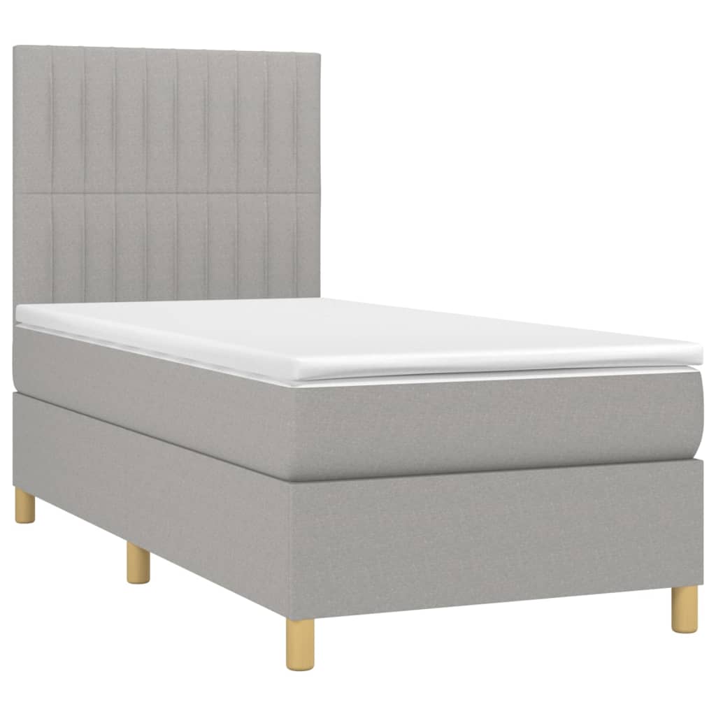 Sommier à lattes de lit et matelas Gris clair 90x190 cm Tissu - XIOS
