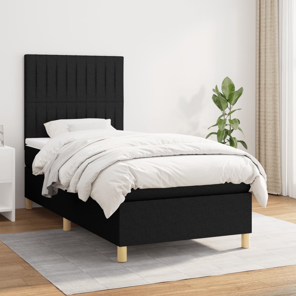 Sommier à lattes de lit avec matelas Noir 90x200 cm Tissu - XIOS