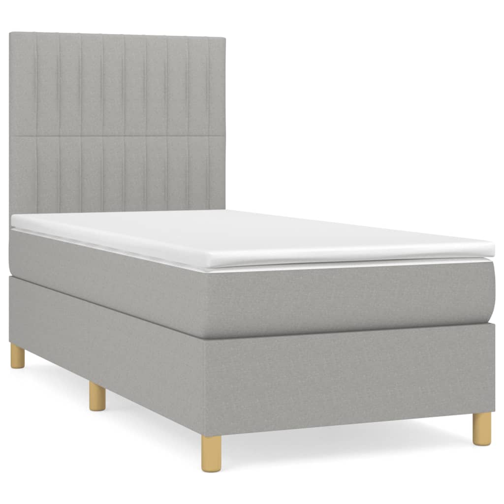 Sommier à lattes de lit avec matelas Gris clair 100x200cm Tissu - XIOS