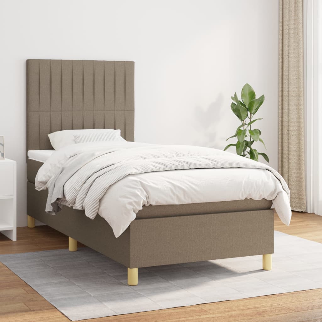 Sommier à lattes de lit avec matelas Taupe 100x200 cm Tissu - XIOS