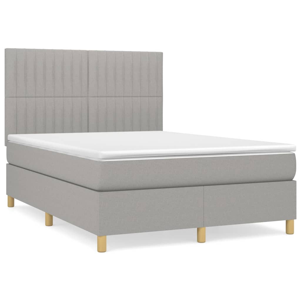 Sommier à lattes de lit avec matelas Gris clair 140x190cm Tissu - XIOS