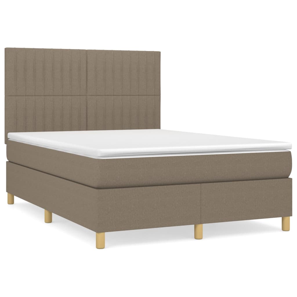 Sommier à lattes de lit avec matelas Taupe 140x190 cm Tissu - XIOS