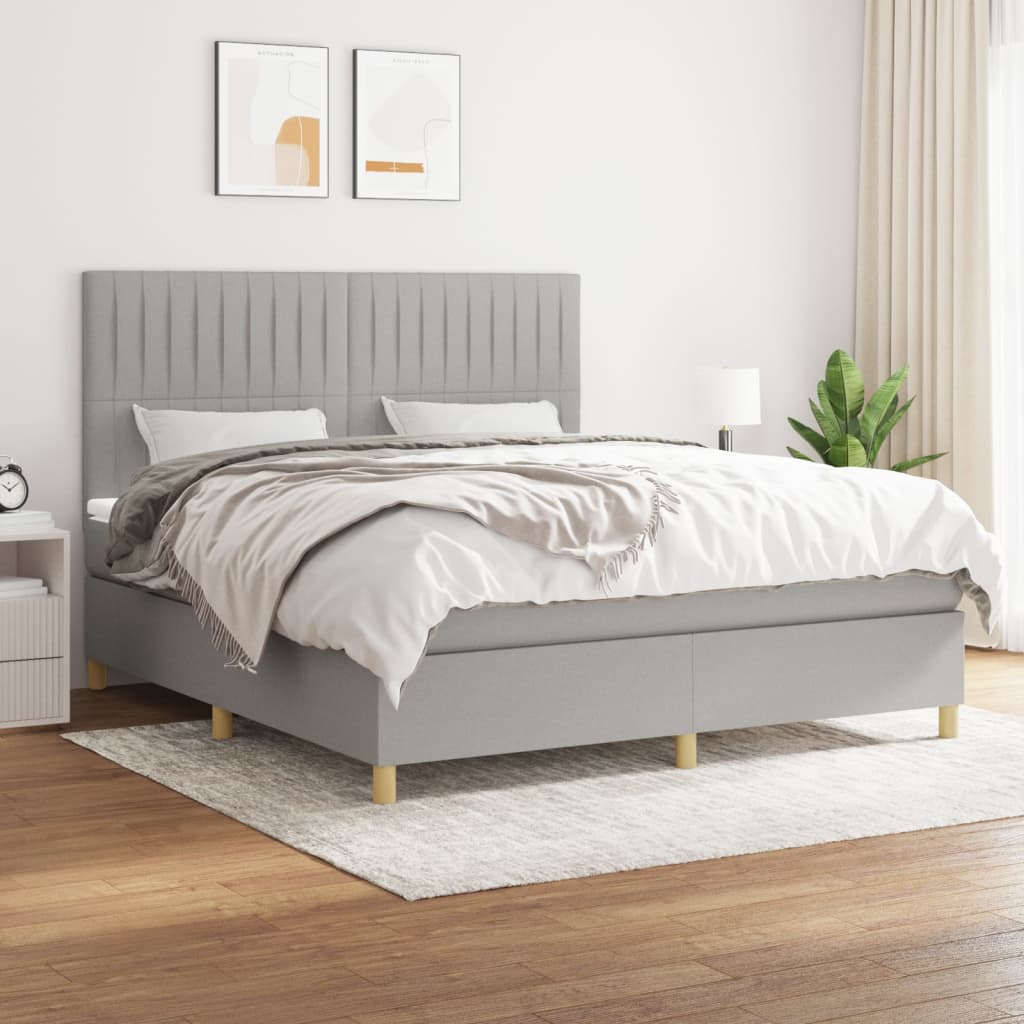 Sommier à lattes de lit avec matelas Gris clair 160x200cm Tissu - XIOS